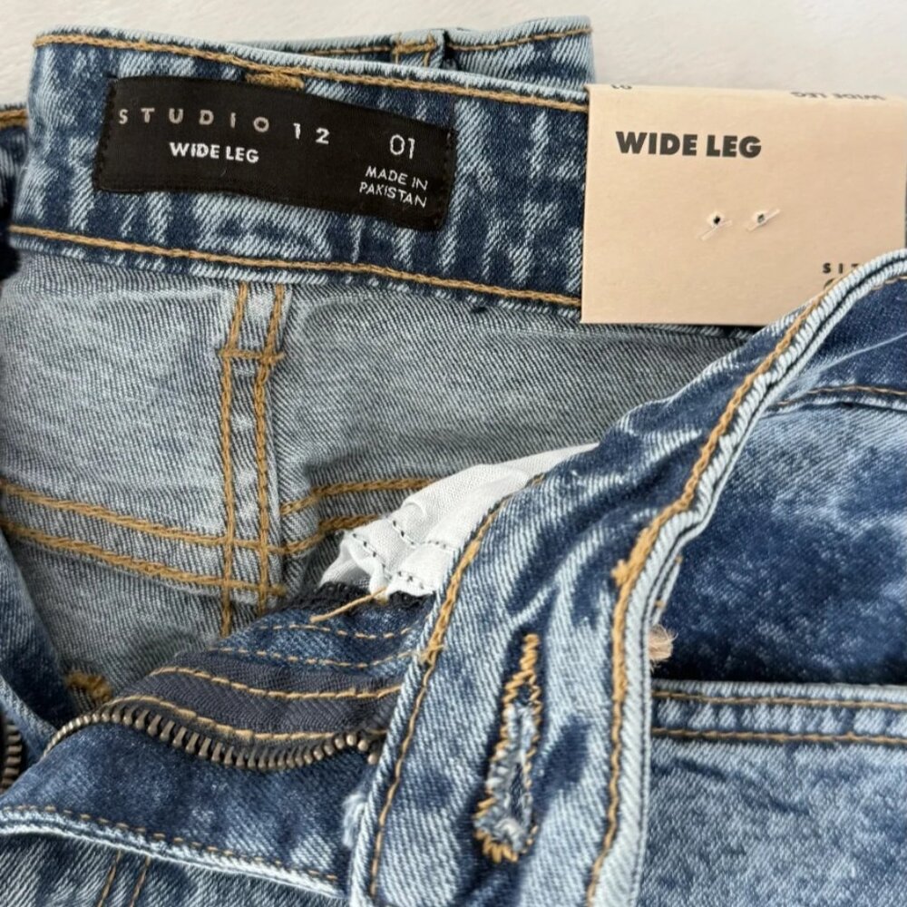 Studio 12 High Rise Wide Leg Baggy Jeans Juniors Blue Size 1 / 25 NWT - Picture 4 of 15